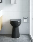 vidaXL Тоалетна без ръбове 7 см допълнителна височина бавно затваряне керамика черна