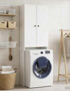 vidaXL Тоалетна Шкаф BREDA Бяло 66 x 255 x 190 см Инженерна дървесина