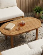 vidaXL Топ за маса 80 x 40 x 25 cm Овална Солидно тиково дърво