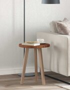 vidaXL Топ за маса Ø 40 x 25 cm Кръгла Масивен дъб Светло кафяво