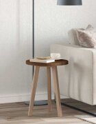 vidaXL Топ за маса Ø 40 x 25 cm Кръгла Масивен дъб Тъмен кафяв