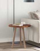 vidaXL Топ за маса Ø 50 x 25 cm Кръгла Масивен дъб Светло кафяво