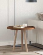 vidaXL Топ за маса Ø 60 x 25 cm Кръгла Масивен дъб Тъмен кафяв