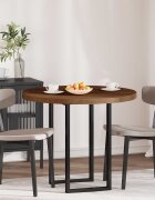 vidaXL Топ за маса Ø 90 x 4 cm Кръгла Масивен дъб Тъмен кафяв