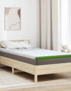 vidaXL Топер за матрак Бяло и зелено 100 x 200 cm Жакардова тъкан