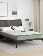 vidaXL Топер за матрак Бяло и зелено 140 x 190 cm Жакардова тъкан