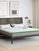 vidaXL Топер за матрак Бяло и зелено 200 x 200 cm Жакардова тъкан