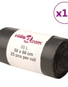 vidaXL Торбички за боклук 250 бр черни 35 л