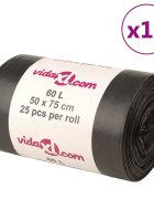 vidaXL Торбички за боклук 250 бр черни 60 л