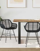 vidaXL Трапезен стол 2 бр. Раци и желязо Черно 55 x 50 x 74 см