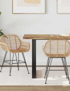 vidaXL Трапезен стол 2 бр. Раци и желязо Естествен 55 x 50 x 74 см