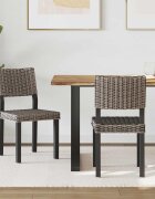 vidaXL Трапезен стол GENDT 2 бр. Кубу Ратан Черен лак 46 x 55 x 84 см