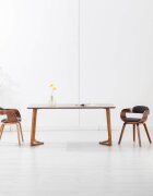vidaXL Трапезен стол тъмносив текстил и извито дърво