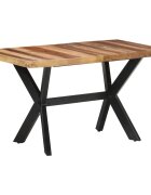 vidaXL Трапезна маса 140x70x75 см масивно дърво с меден финиш