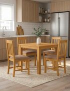 vidaXL Трапезна маса 90 x 90 x 75 cm Масивен дъб Натурално Квадратна