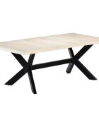vidaXL Трапезна маса бяла 200x100x75 cм мангово дърво масив