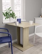 vidaXL Трапезна маса бяло и дъб сонома 80x80x75 см инженерно дърво