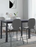 vidaXL Трапезна маса черна 114x71x75 cм каучуково дърво масив