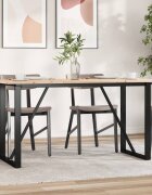 vidaXL Трапезна маса О-образна рамка 140x80x75 см бор масив и стомана