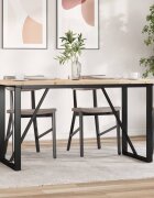 vidaXL Трапезна маса О-образна рамка 140x80x755 см бор масив и стомана