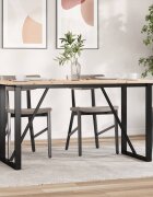 vidaXL Трапезна маса О-образна рамка 160x80x75 см бор масив и стомана