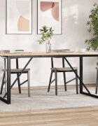 vidaXL Трапезна маса О-образна рамка 180x90x75 см бор масив и стомана