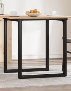 vidaXL Трапезна маса О-образна рамка 90x90x75 см бор масив и стомана