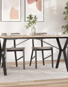 vidaXL Трапезна маса Y-образна рамка 140x80x75 см бор масив и стомана
