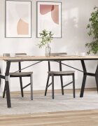 vidaXL Трапезна маса Y-образна рамка 180x90x75 см бор масив и стомана