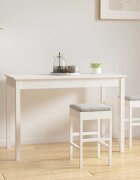 vidaXL Трапезна масаБяло 110x55x75 см борово дърво масив