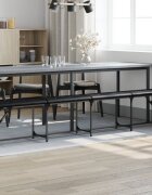 vidaXL Трапезна пейка черна 248x32x45 см стомана и изкуствена кожа
