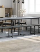vidaXL Трапезна пейка тъмносива 248x32x45 см стомана и плат