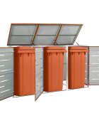 vidaXL Троен навес за кофа за смет 207x775x115 см инокс