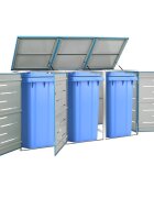 vidaXL Троен навес за кофа за смет 207x775x115 см инокс