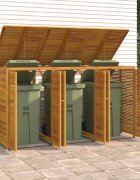 vidaXL Троен навес за кофа за смет 210x89x117 см масивна акация