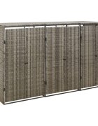 vidaXL Троен навес за кошове за боклук сив 207x80x117 см полиратан