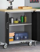 vidaXL Тролей Ролкова Работна Масичка Черен и Сив 75 x 45 x 85 см