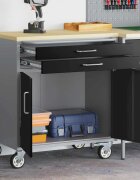 vidaXL Тролей Ролкова Работна Масичка Черен и Сив 75 x 45 x 85 см