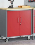 vidaXL Тролей Ролкова Работна Масичка Червен и сив 75 x 45 x 85 см