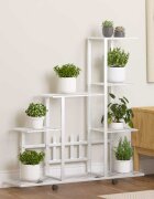 vidaXL Цветарник на колела 945x25x925 см бял метал