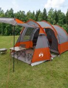 vidaXL Тунелна палатка Сив и оранжев 390 x 215 x 152 см
