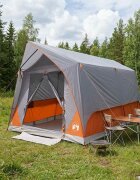 vidaXL Тунелна палатка Сив и оранжев 8-местна Полиестер и стомана