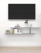 vidaXL ТВ рафт стенен монтаж сив сонома 125x18x23 см инженерно дърво