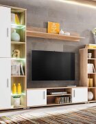 vidaXL ТВ секция с LED осветление дъб сонома и бяло