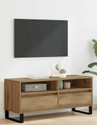 vidaXL ТВ шкаф 100 x 345 x 445 см Дъб Инженерна дървесина и желязо
