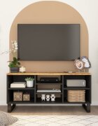 vidaXL ТВ шкаф 100x33x46 см масивно мангово и инженерно дърво