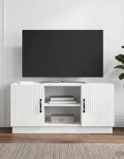 vidaXL ТВ шкаф 102 x 345 x 47 см Бял гланц Инженерна дървесина