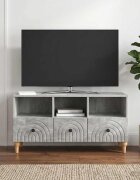 vidaXL ТВ шкаф 102 x 345 x 50 см Бетонно Сиво