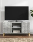 vidaXL ТВ шкаф 102 x 345 x 50 см Бетонно сиво Инженерна дървесина