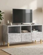 vidaXL ТВ шкаф 102 x 345 x 50 см Бетонно сиво Инженерна дървесина